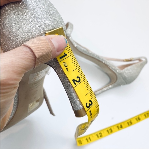 Stuart Weitzman leather silver glitter heels - Picture 5 of 6